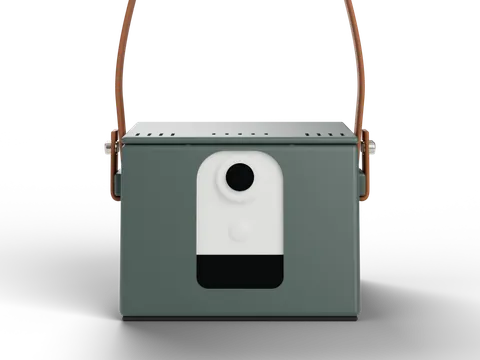 The TahtX box from the front: sloped face and camera window.